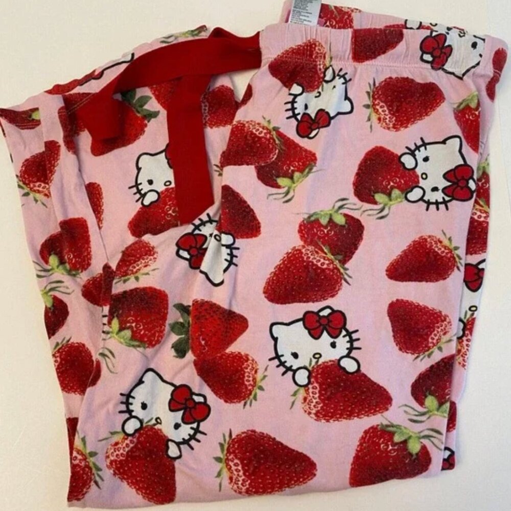Hello Kitty PJ Pajamas Sleep Pants Pink 🍓Strawberry🍓 Small 4/6